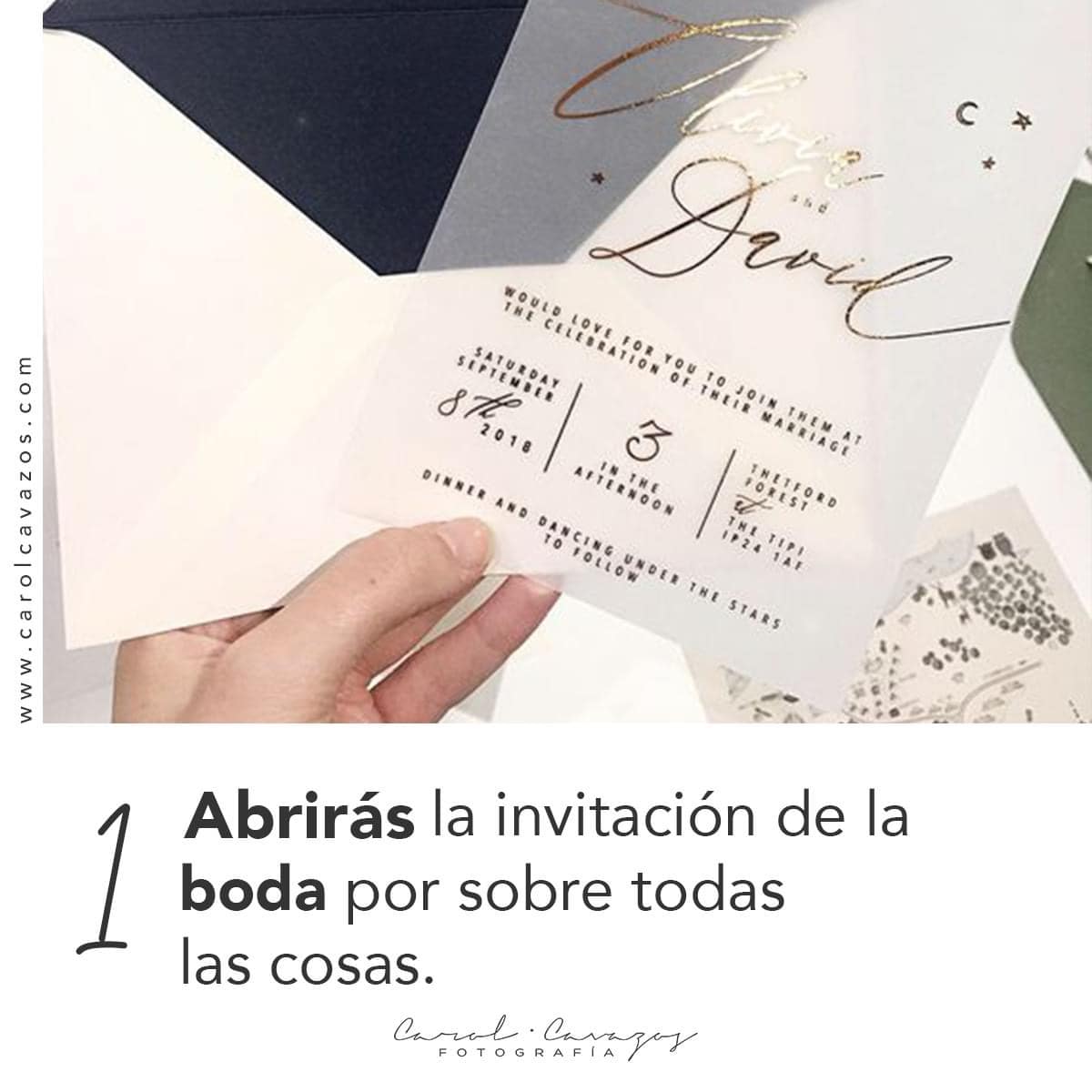 Abrirás la invitación de la boda